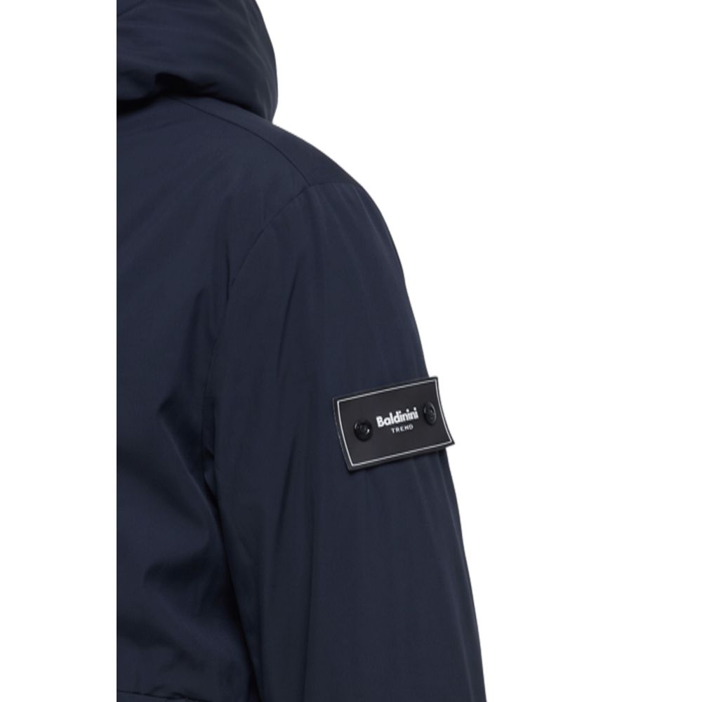 Blue Polyester Men Jacket