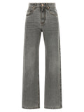 Gray Cotton Straight-Leg Jeans
