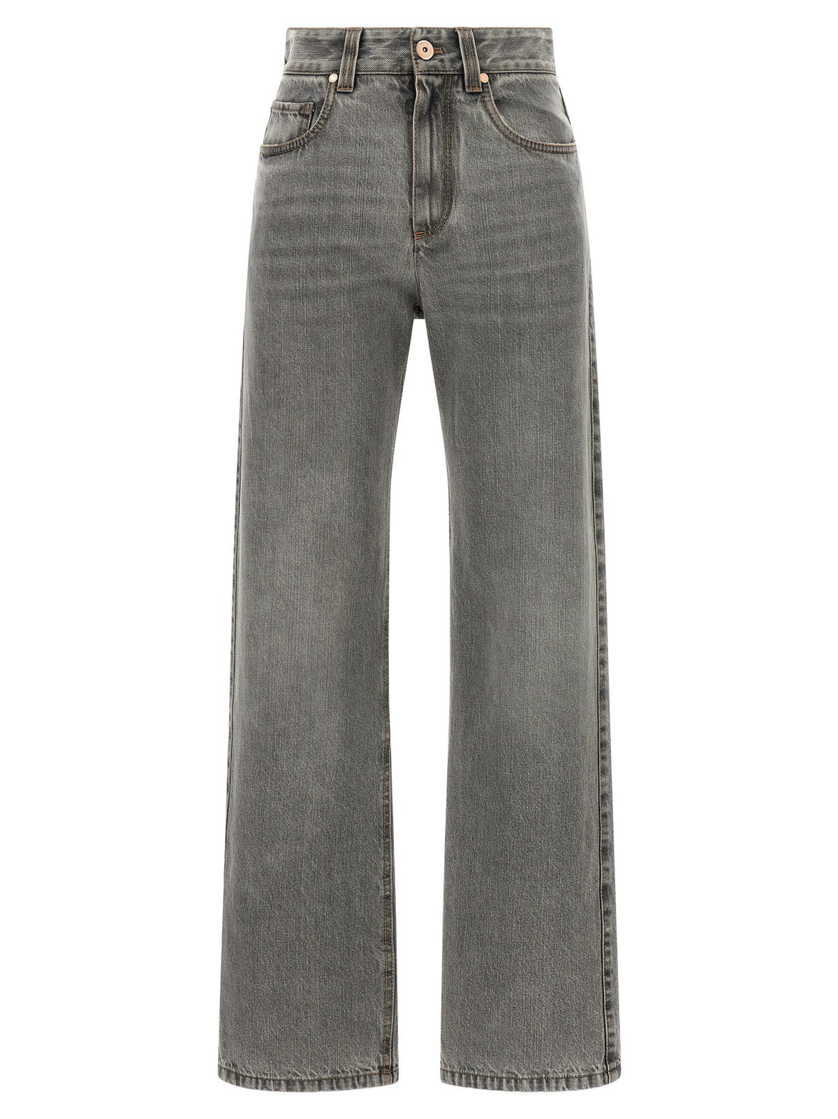 Gray Cotton Straight-Leg Jeans