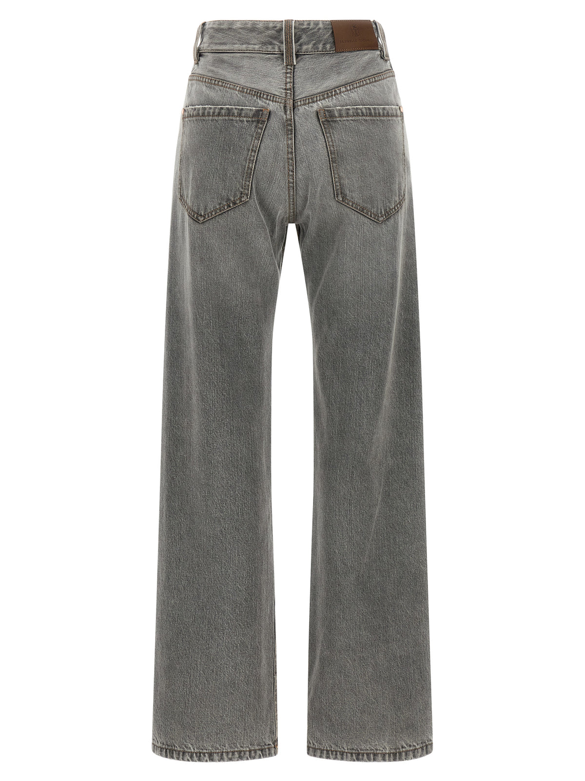 Gray Cotton Straight-Leg Jeans