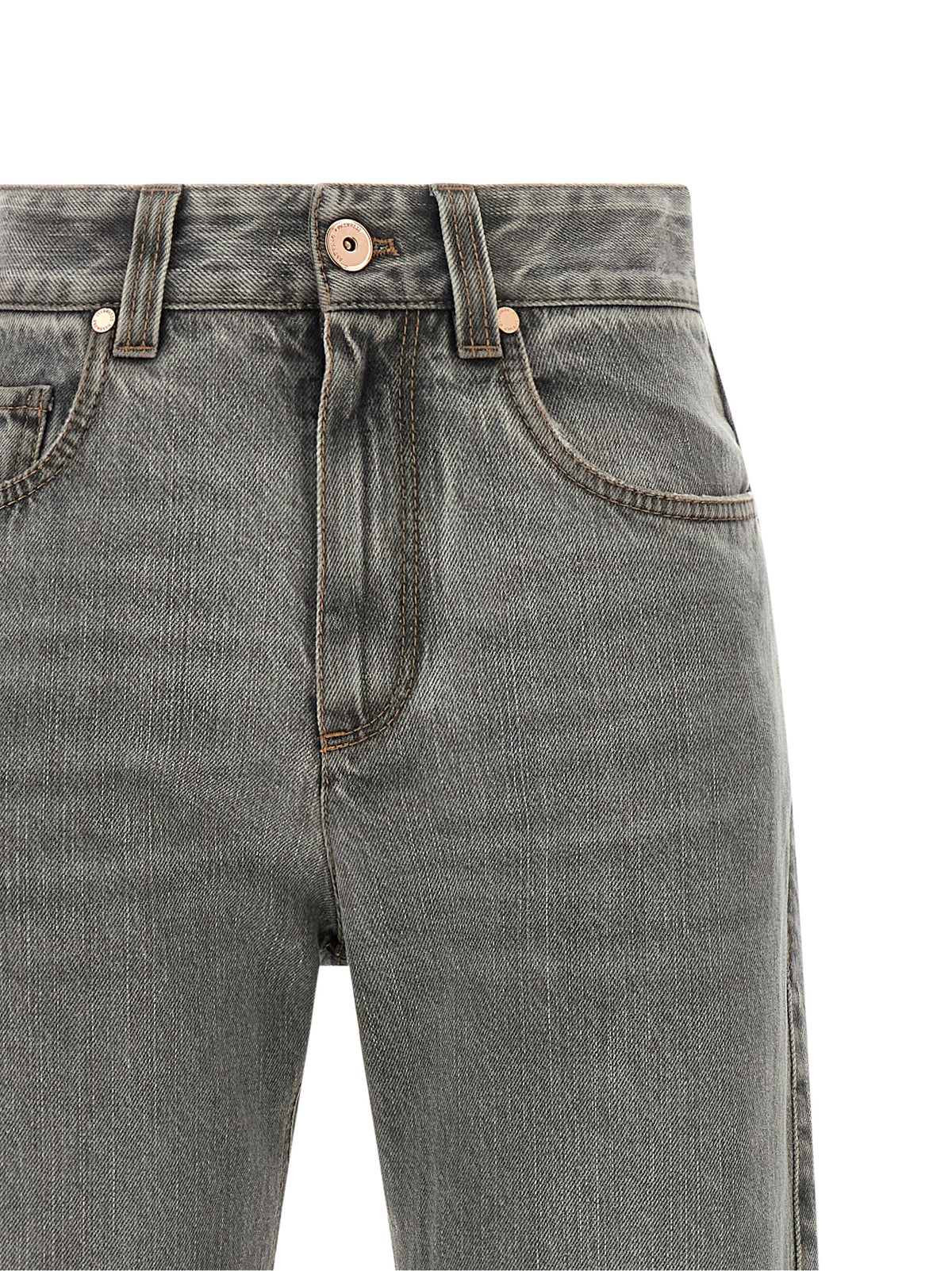 Gray Cotton Straight-Leg Jeans