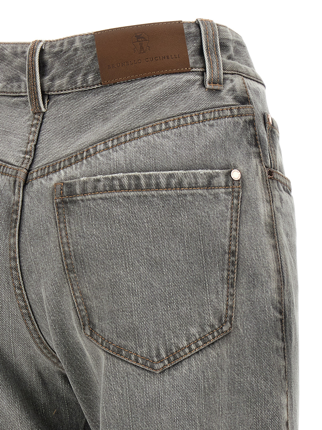 Gray Cotton Straight-Leg Jeans