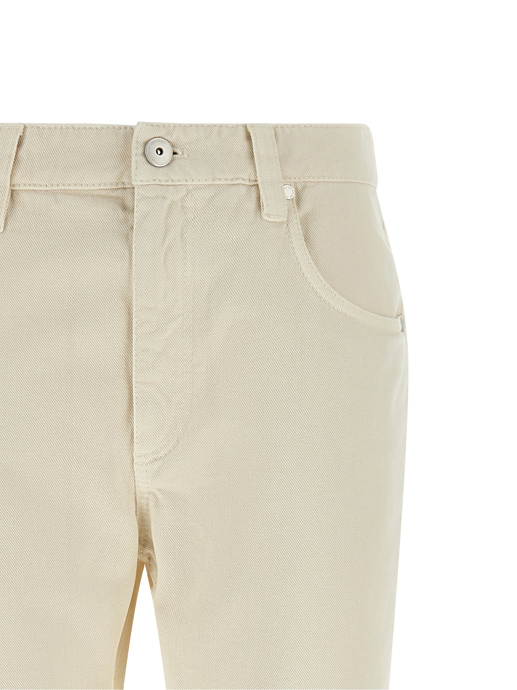 Beige Cotton Straight-Leg Jeans