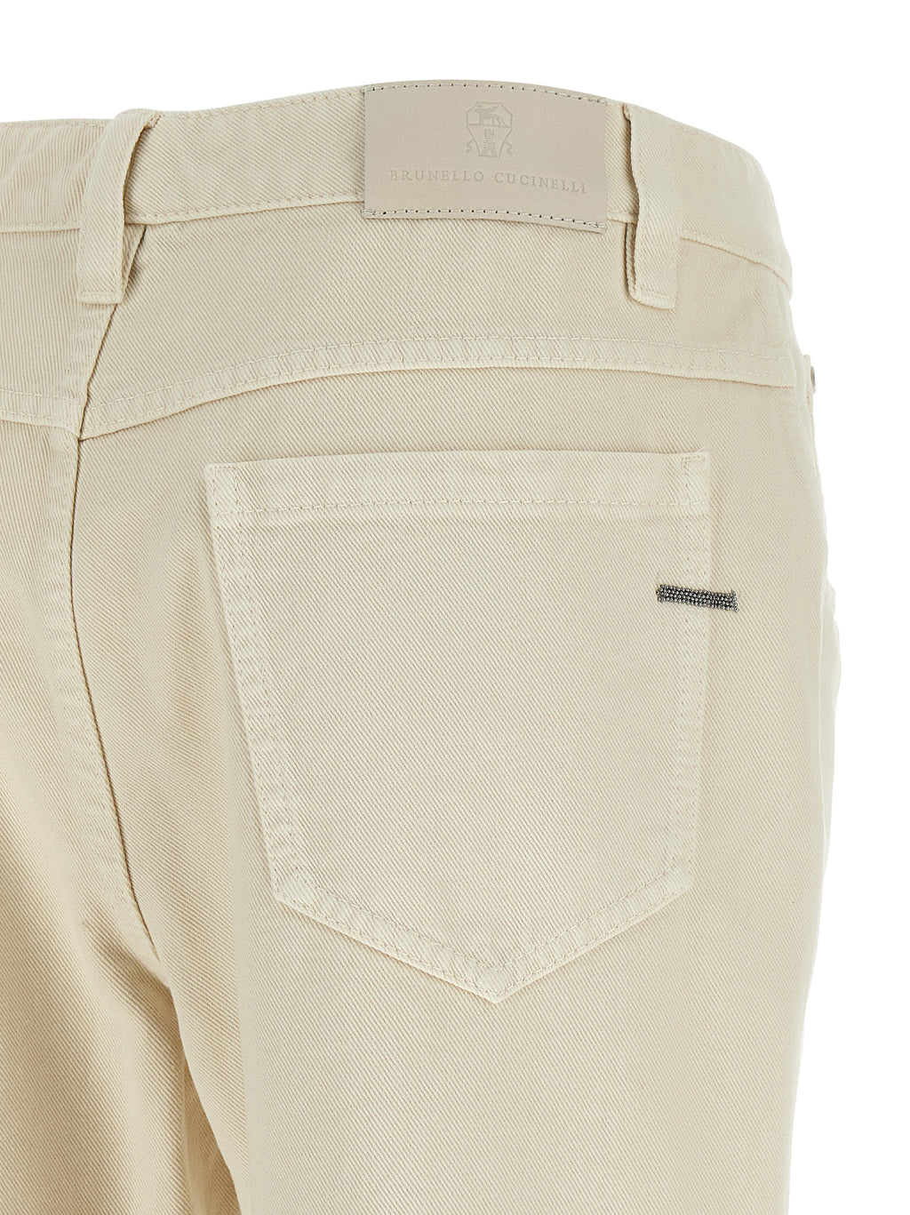 Beige Cotton Straight-Leg Jeans