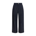 Blue Cotton Casual Pants