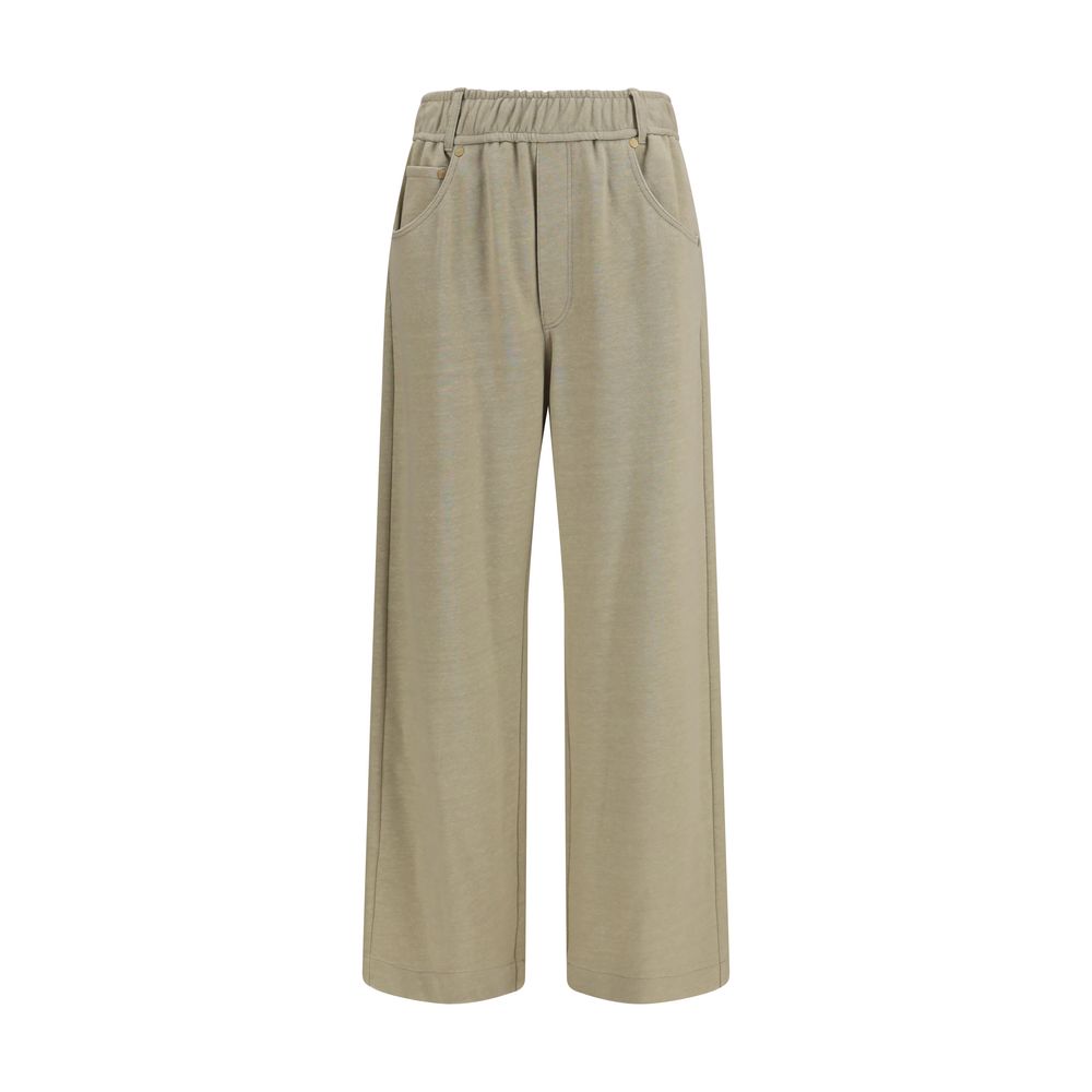 Beige Cotton Casual Pants