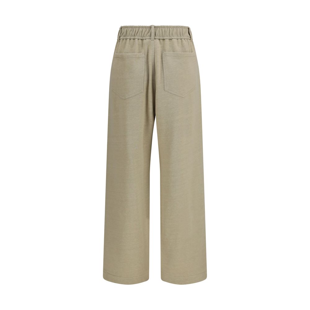 Beige Cotton Casual Pants
