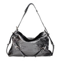 Gray Leather Shoulder Bag