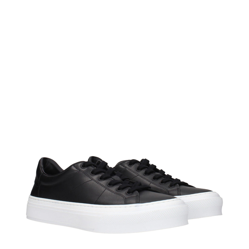 Black Leather Low Top Sneakers