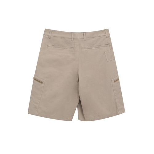 Beige Cotton Cargo Shorts