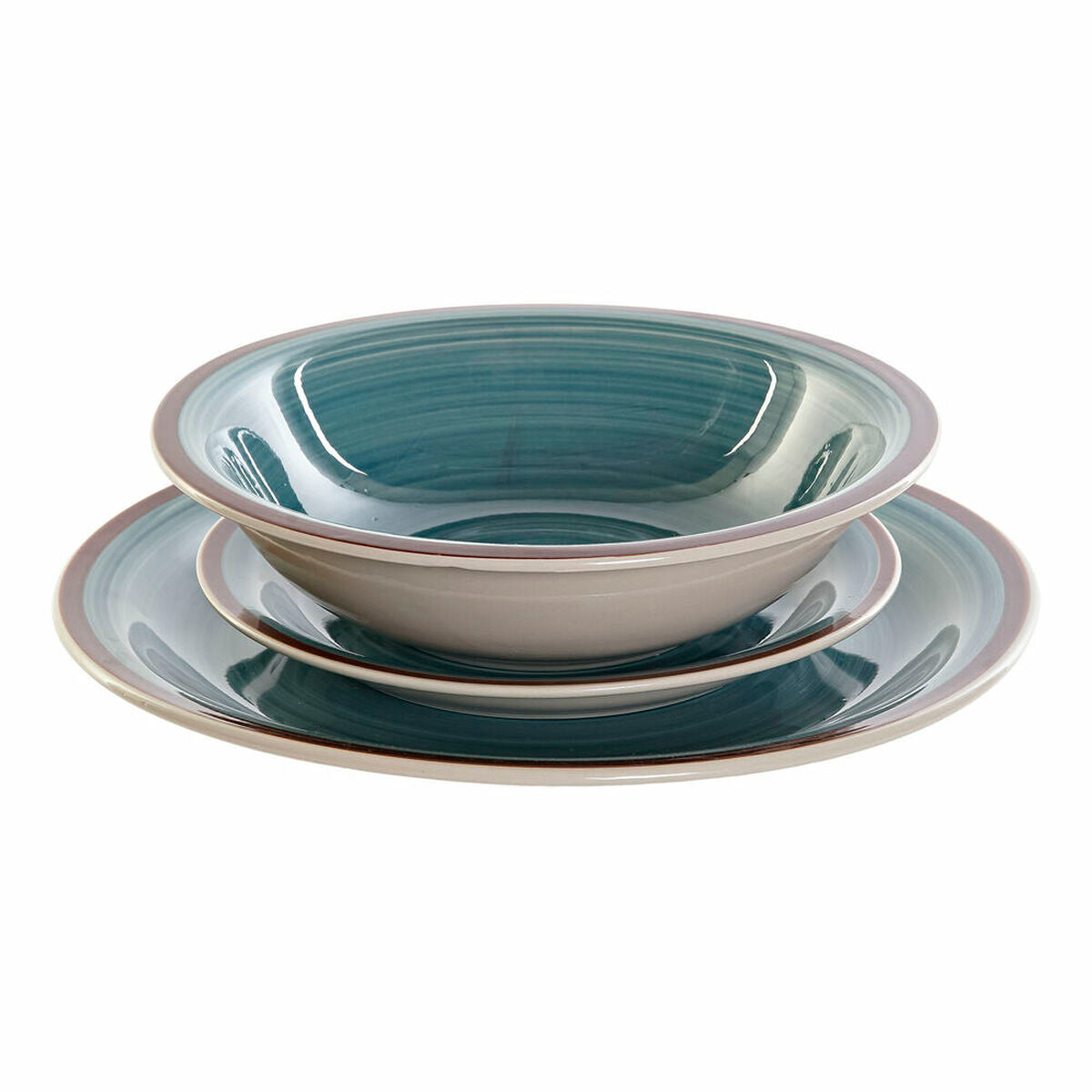 Reactive Glaze Stoneware Dinner Set, 18 pcs – Ocean Teal