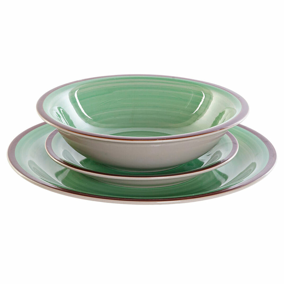 Reactive Glaze Stoneware Dinner Set, 18 pcs – Sage Green