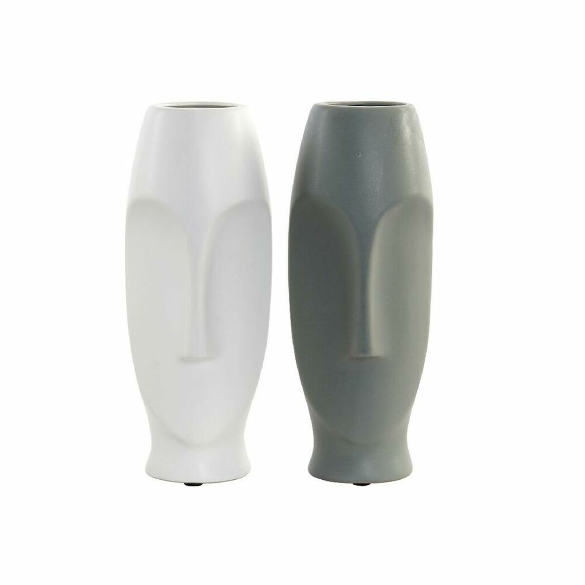 Ceramic Face Vase – White & Grey