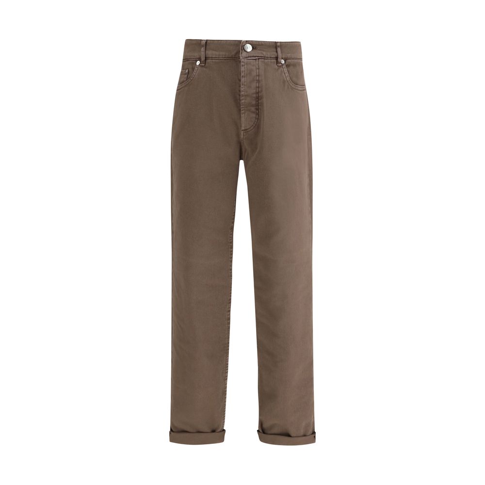 Brown Cotton Jeans Denim