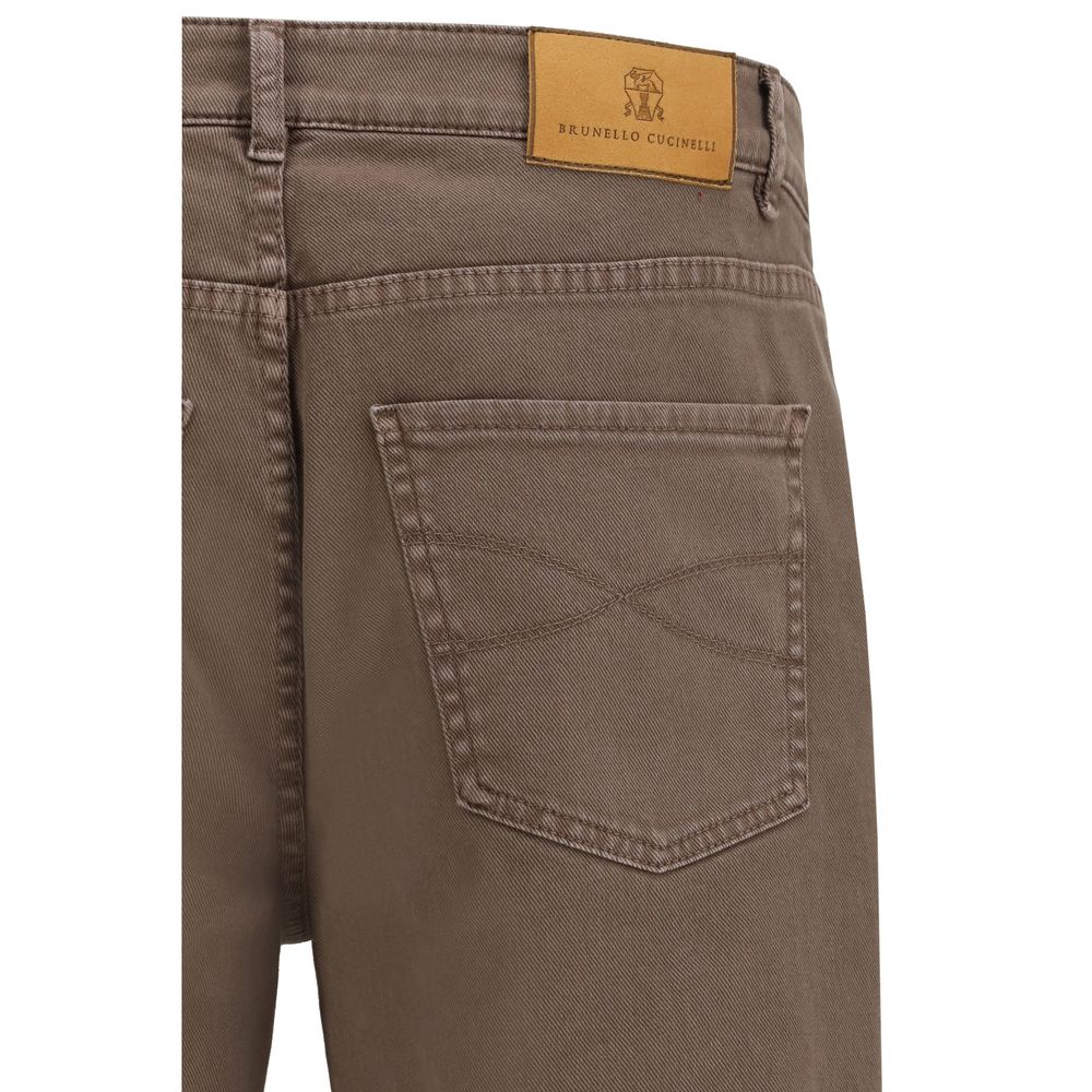 Brown Cotton Jeans Denim