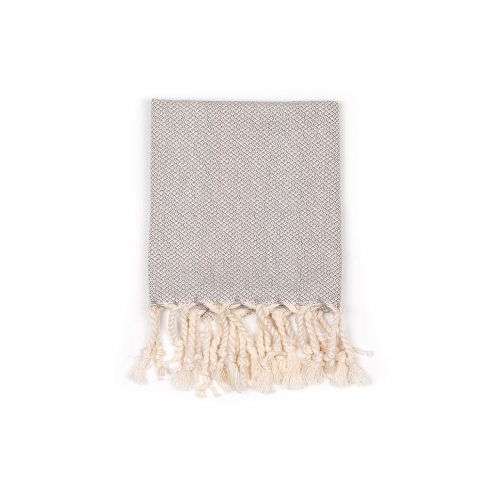 Handwoven Cotton Peskir Towel – Light Grey