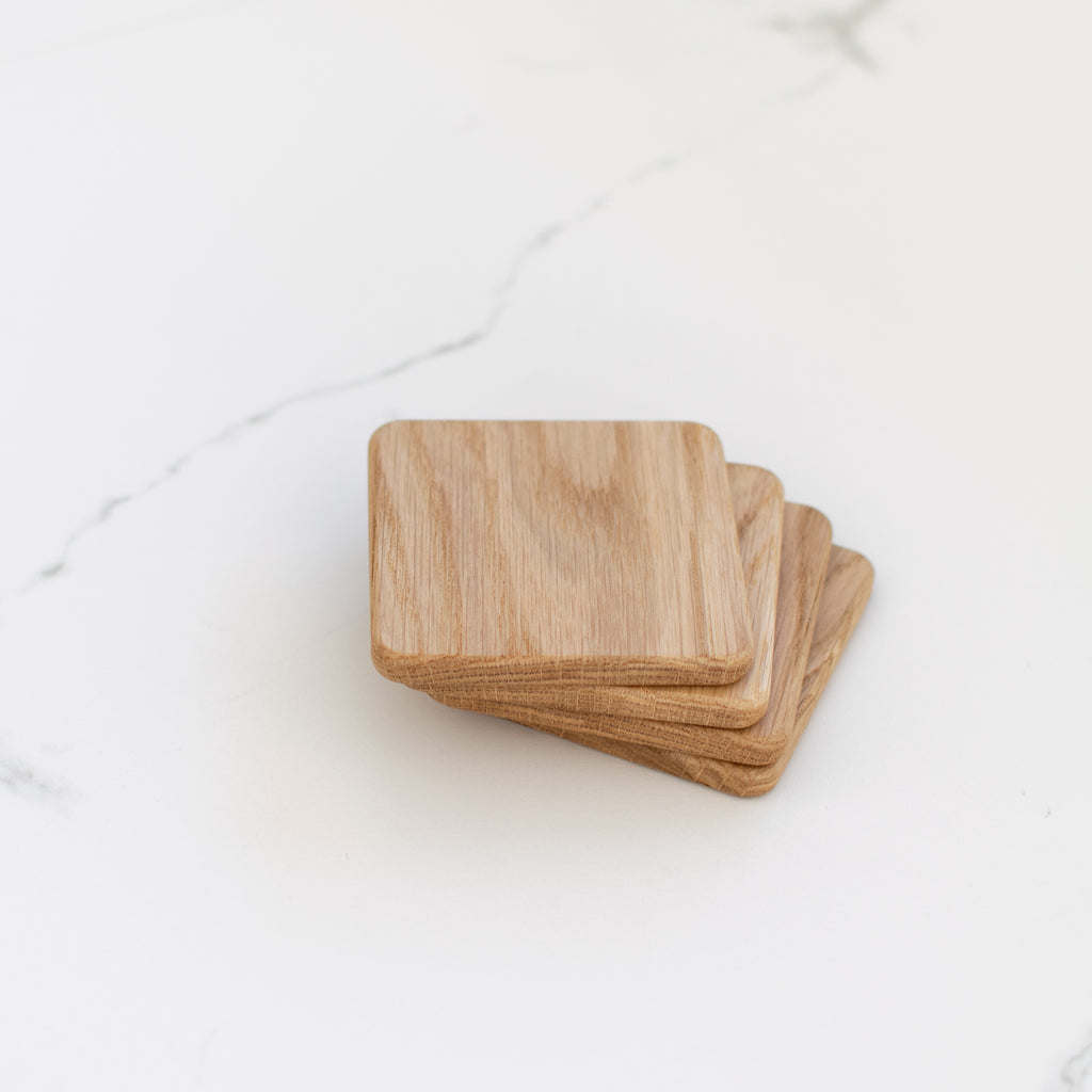 Oak & Walnut Coasters, Set of 4