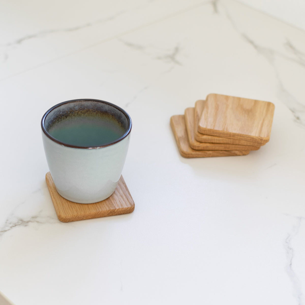 Oak & Walnut Coasters, Set of 4