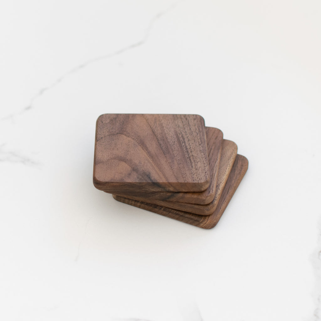 Oak & Walnut Coasters, Set of 4