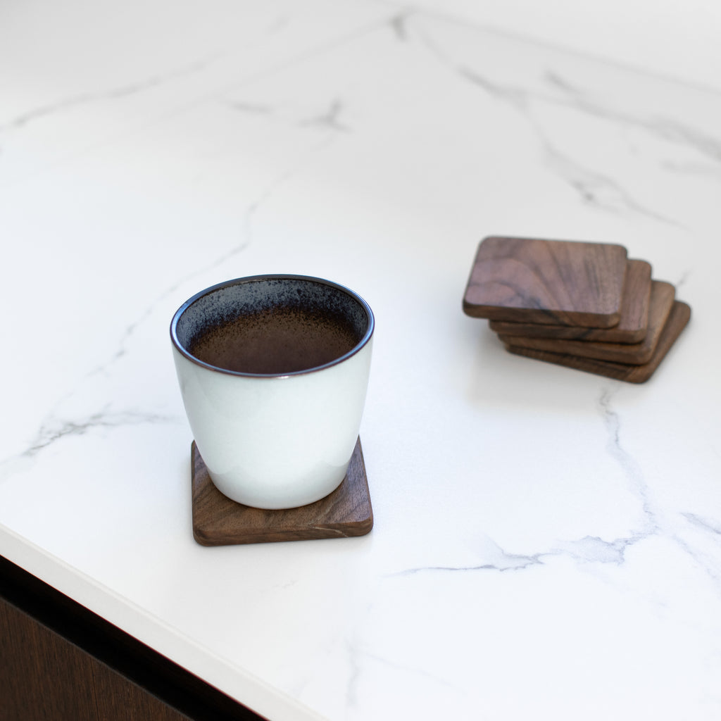 Oak & Walnut Coasters, Set of 4