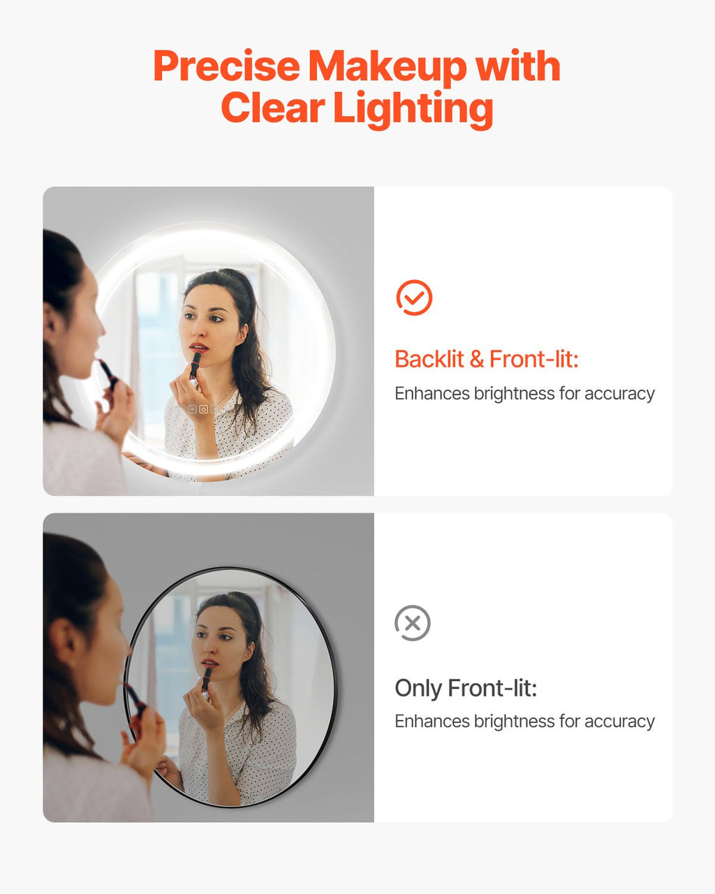 Round LED Bathroom Mirror, 60 cm