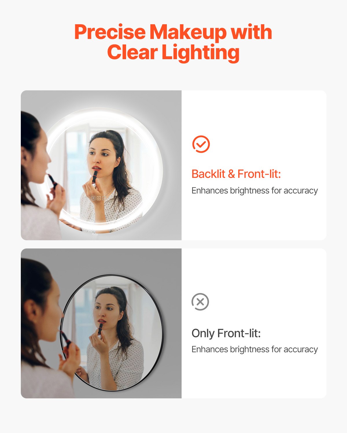 Round LED Bathroom Mirror, 60 cm