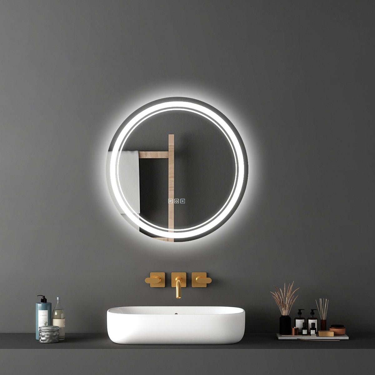 Round LED Bathroom Mirror, 60 cm