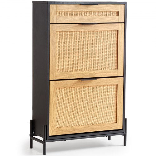Slim Rattan Shoe Cabinet