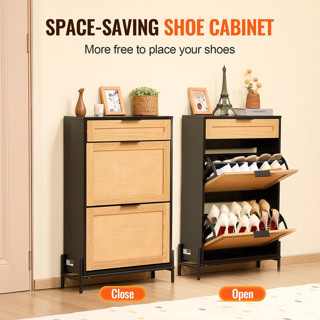 Slim Rattan Shoe Cabinet
