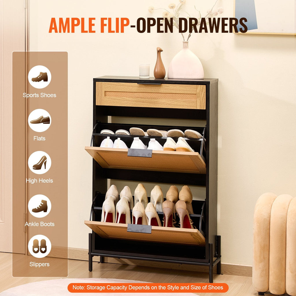 Slim Rattan Shoe Cabinet