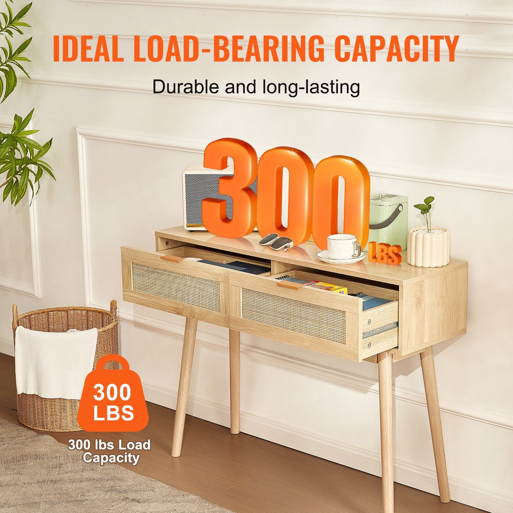 Rattan Console Table with 2 Drawers